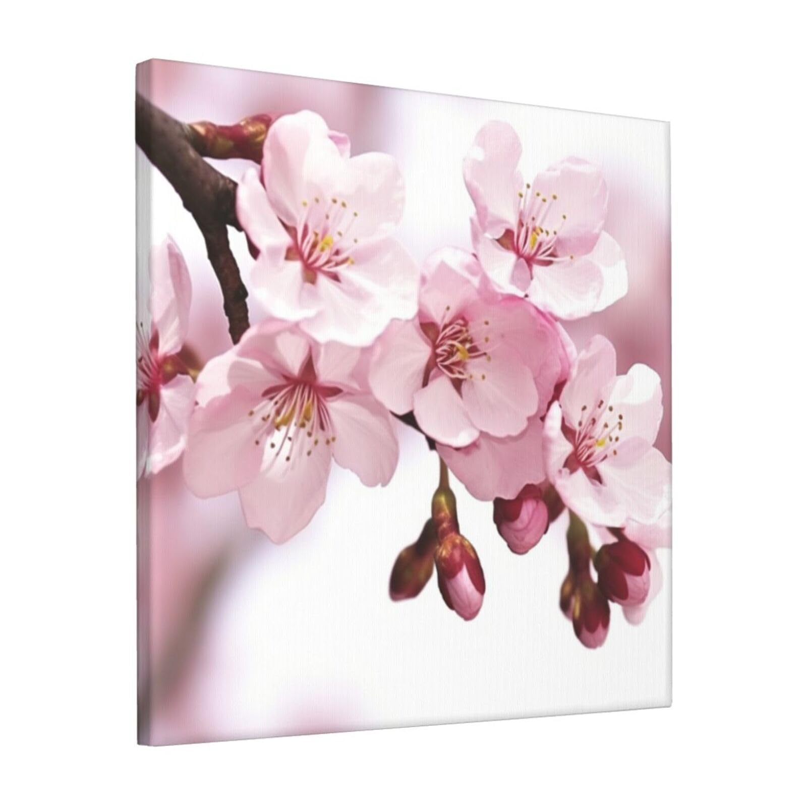 KLOPH Cherry Blossom Canvas Wall Art for Living Room 12"x12" Modern Artwork Painting for Bathroom Hanging Canvas Prints Aesthetic Wallart for Bedroom Kitchen Office Wall Decor