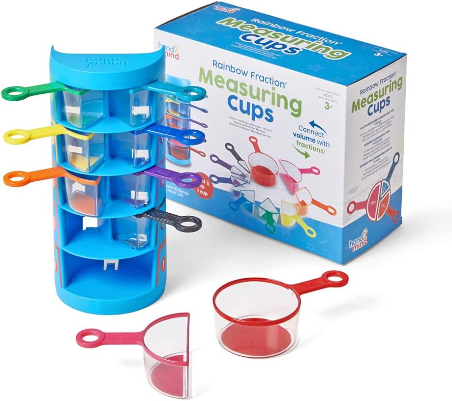 Learning Resources Rainbow Fraction Measuring Cups Set of 9 Fractions Manipulatives, Kids Measuring Cups - Image 4