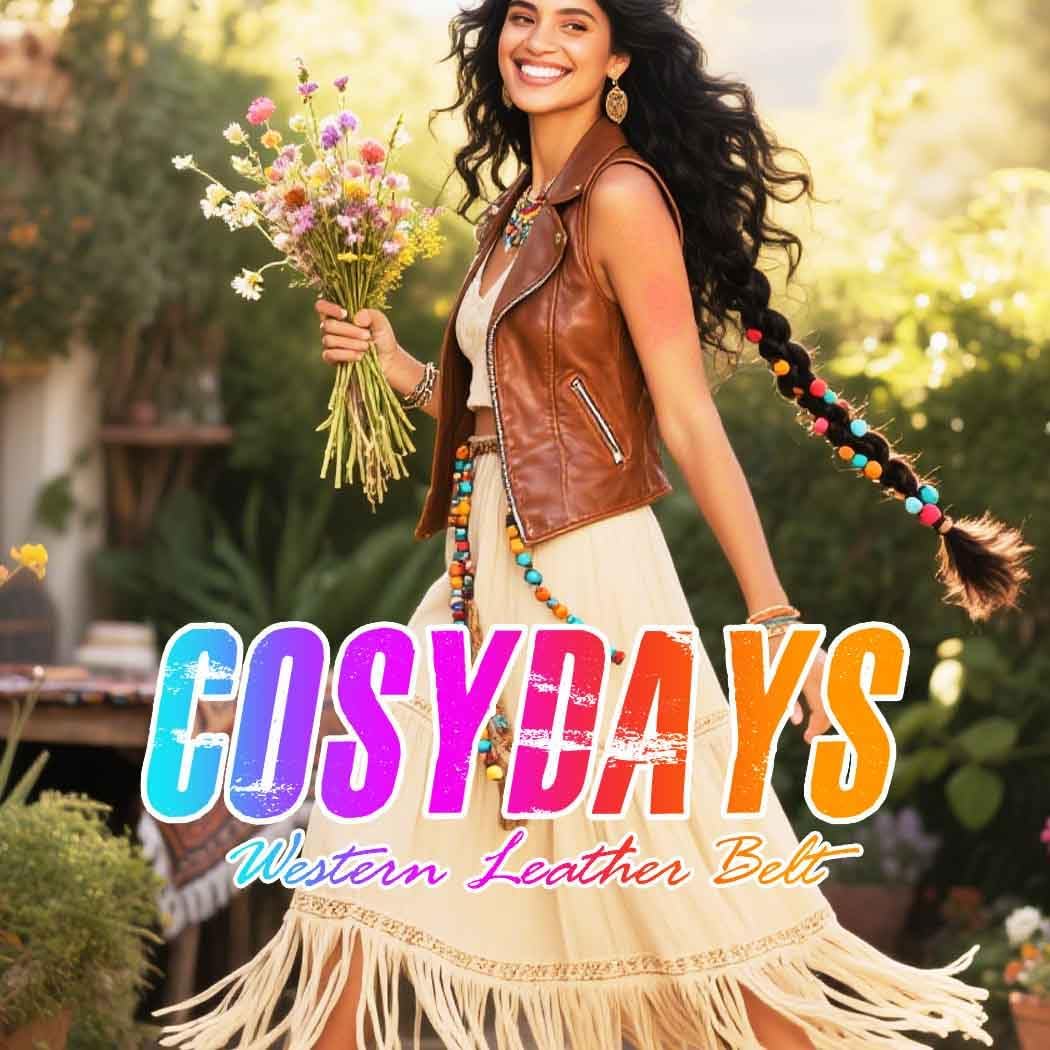 COSYDAYS Boho Wide Disc Belt Brown Western Vintage Leather Concho Belts Fashion for Women - Image 2