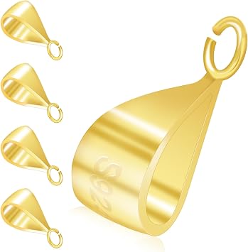 5PCS Sterling Silver Pendant Clasp for Necklace S925 Pinch Bails for Jewelry Making Pendant Slider Connectors with Open Loop Necklace Dangle Clip Bracelets Clasps DIY Charm Link Buckle Gold