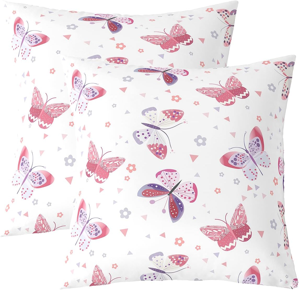 Feelyou Butterfly Throw Pillow Covers 1 Pcs Geometric Square Cushion Covers Colorful Butterfly Pillow Case Flower Cushion Case for Couch Sofa Bedroom Decor 24 x 24-Inch
