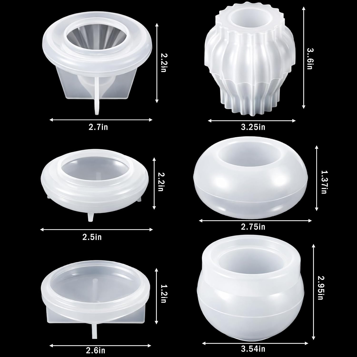 Patelai 3 Set Silicone Jar Mould with Lids for Epoxy Resin Casting Resin Storage Box Mould Jewelry Box Silicone Mold 3D Vintage Jar Mold for DIY Crafts Candle Jewelry Trinket Container(Classic)