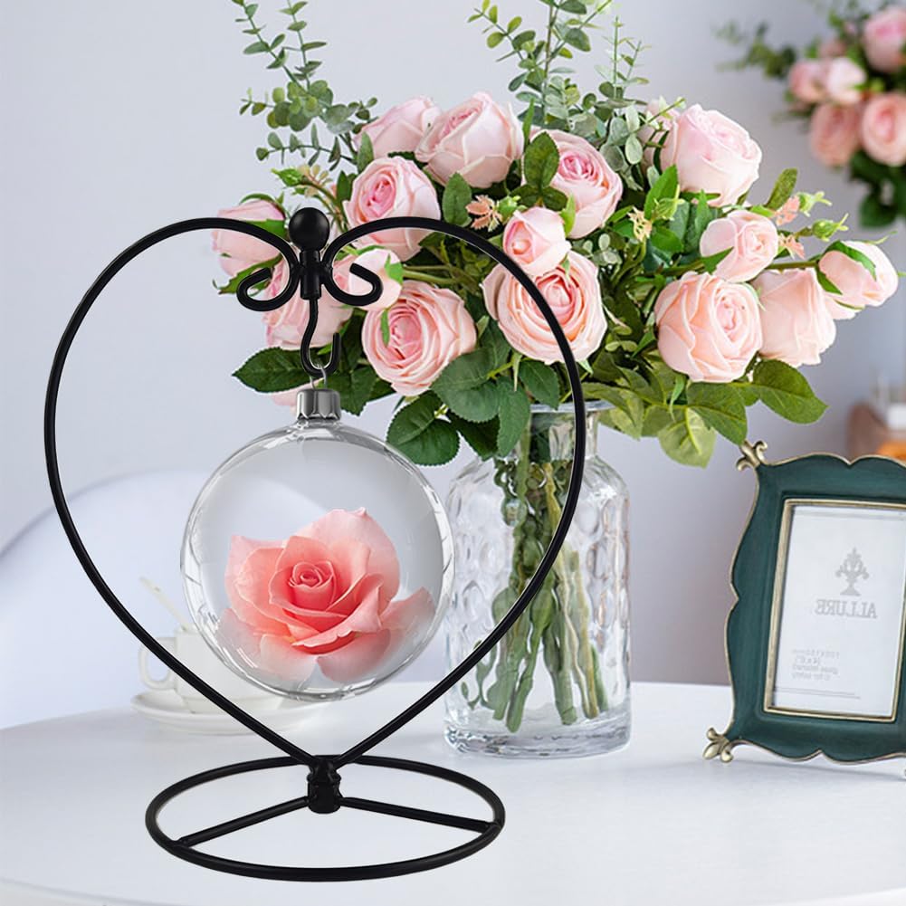 8-inch Ornament Display Stand with Metal Hook Heart-Shaped Tabletop Holder