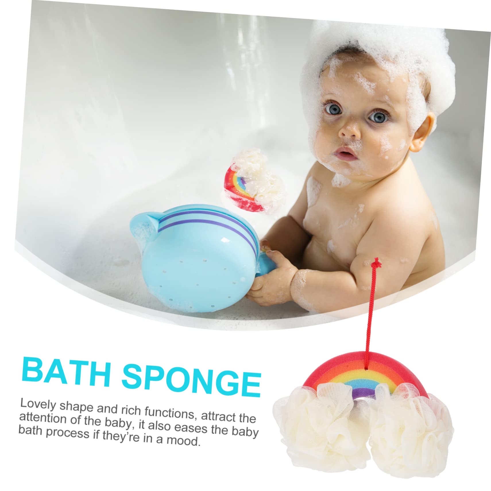 Didiseaon 2 Piezas bola de baño de arco iris depurador de cuerpo bola de ducha de malla esponjas bañera de bebé esponja exfoliante de ducha esponja de limpieza natural esponja vegetal Venda