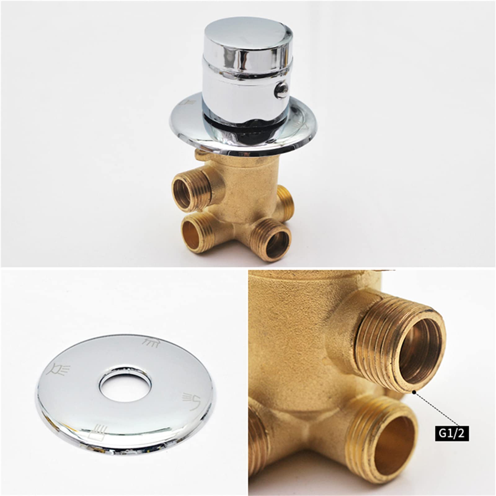 Filettatura/Intubazione in Ottone Massiccio Miscelatore per Acqua Calda e Fredda Rubinetto Doccia Deviatore 2/3/4/5 Vie Diviso Due Pezzi, Cartuccia Ceramica (Deviatore Filettata -5 Uscita)