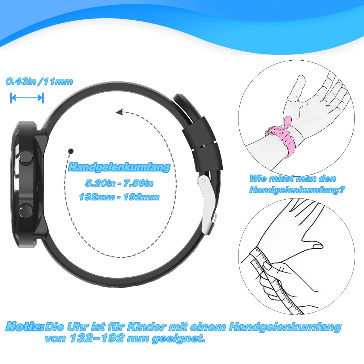 Orologio Fitness Tracker Digitale per Bambini, Orologio da Polso Impermeabile con Contapassi/Distanza/Calorie/Cronometro/Sveglia, Fantastico per Ragazzi, Ragazze, Bambini e Adolescenti (Nero)
