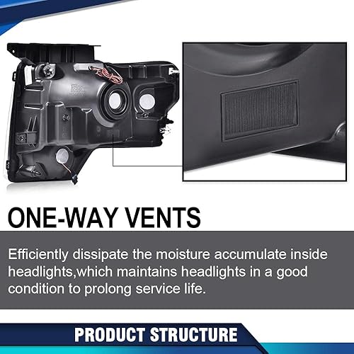 Miniatura 6 de PIT66 Faros delanteros LED, compatibles con Ford F150 2009-2014, carcasa cromada con lente transparente izquierda y derecha para conductor y
