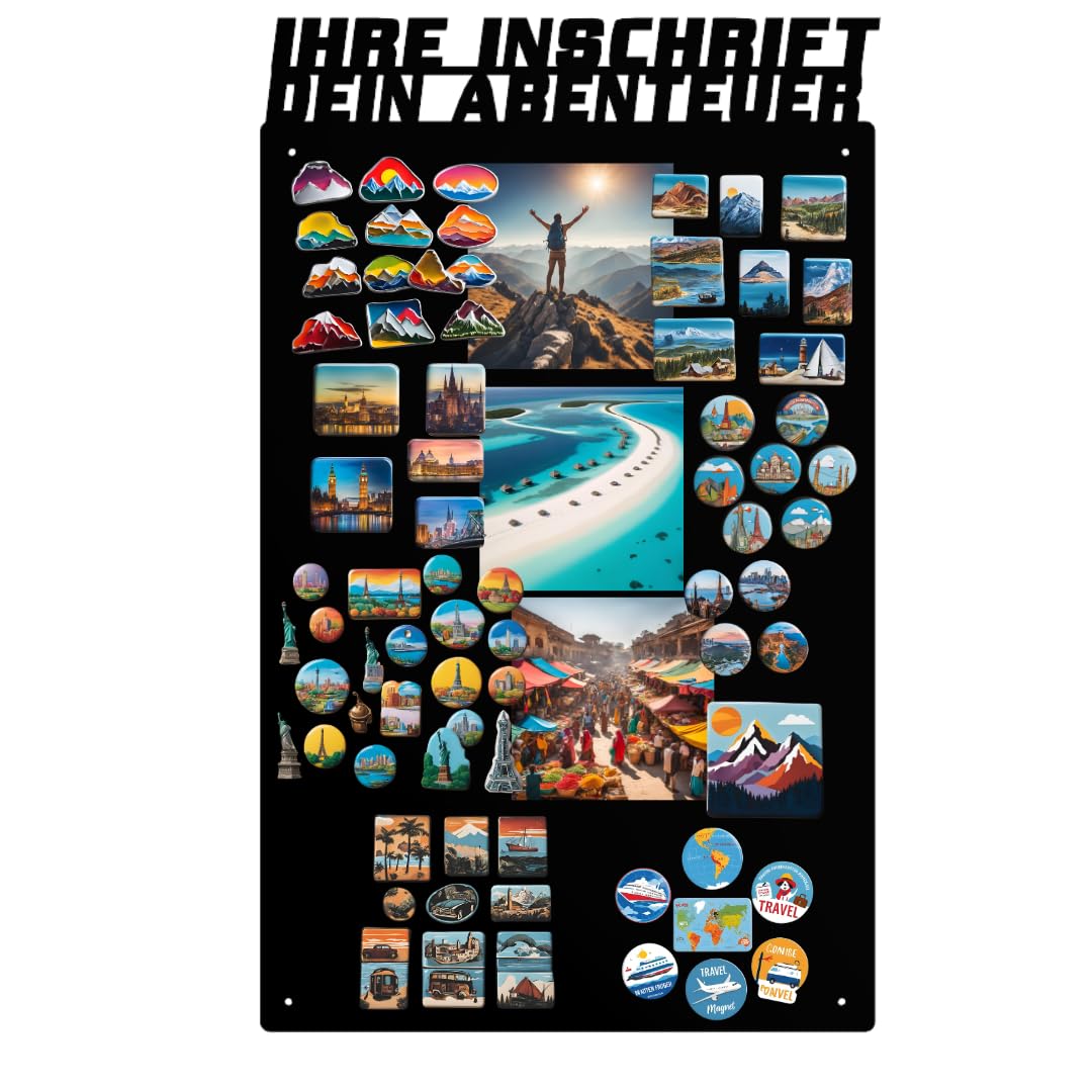 Magnettafel - Personalisierbare Magnetische Pinnwand 80x50 cm aus Stahl - beschreibbar - ideal für Magnete und Notizen - inkl. Montageset - Schwarz