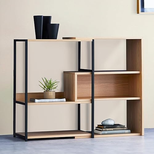 アイリスオーヤマ(IRIS OHYAMA) 【幅60~107cm・2カラー2サイズ・並べて更にお洒落に】アイリスオーヤマ スライドオープンシェルフ 伸縮 ラック 棚 リビング ロータイプ SOS-797 ナチュラル/ブラック