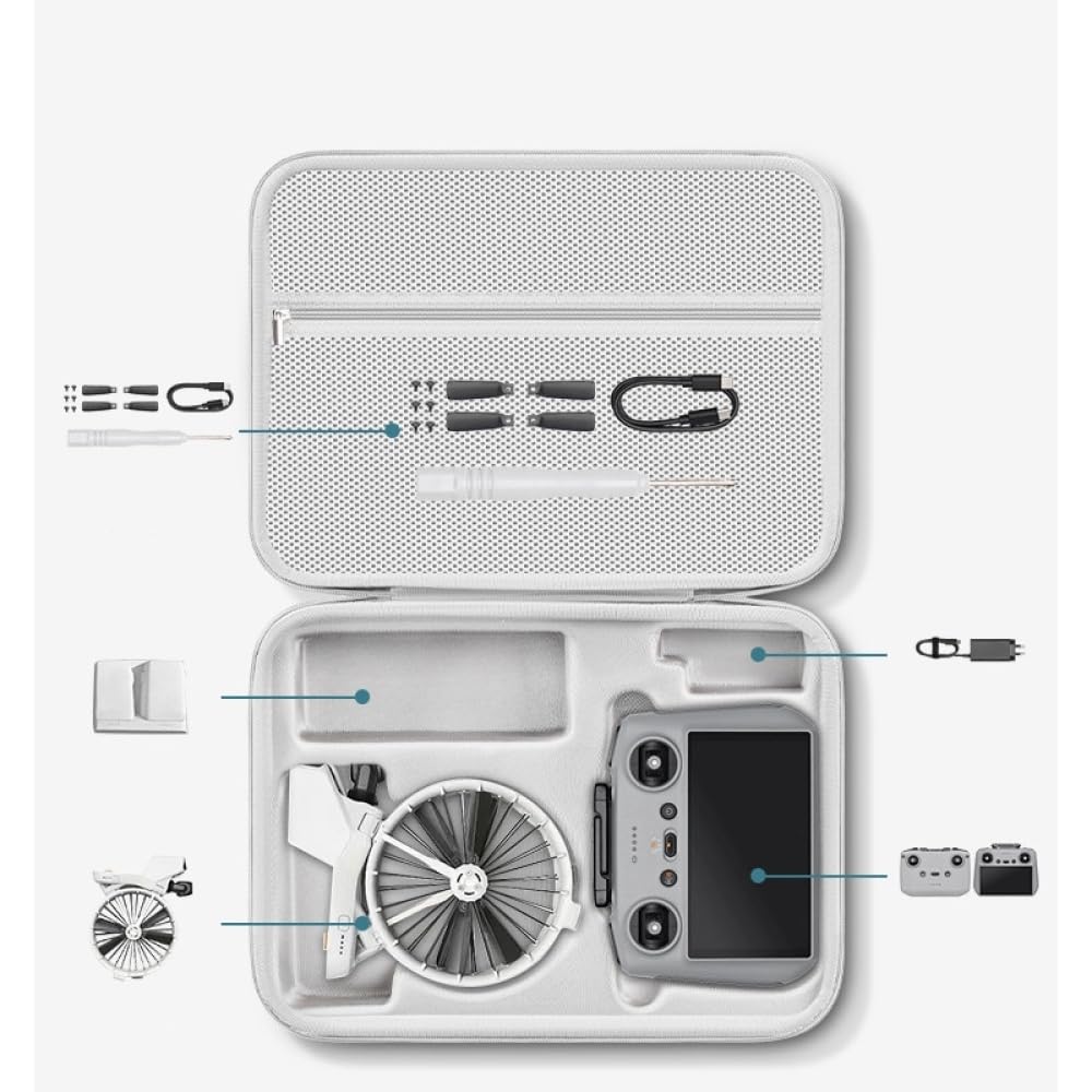 Custodia per DJI Flip, Borsa di Stoccaggio Portatile Custodia per Droni Borsa Accessori per Telecomando RC2 RCN3, Batteria per Droni, 35 x 26 x 12cm (Grigio)
