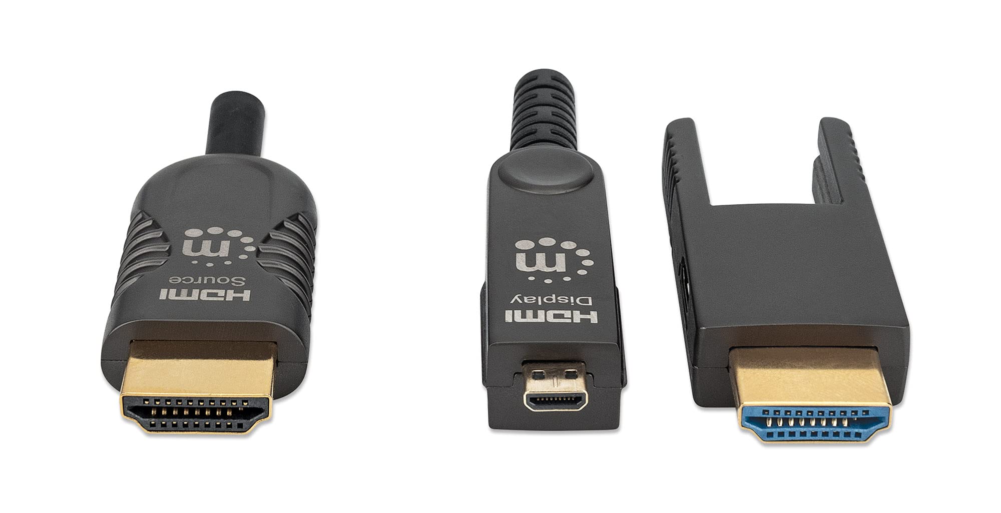 Manhattan Aktives Optisches High Speed HdmI-Glasfaserkabel Mit Abnehmbarem Stecker 4k@60hz Uhd, HdmI-Stecker Auf MicrO-HdmI-Stecker (typ D) Und Abneh