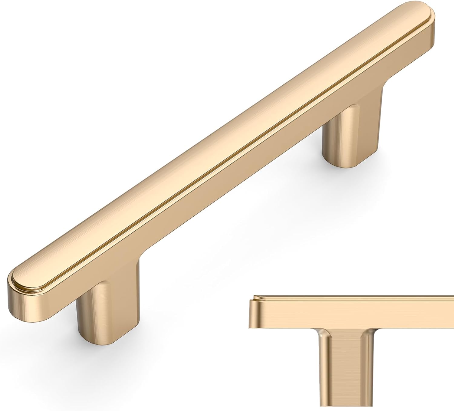 Amerdeco 10 Pack Brushed Brass Cabinet Pulls 3 Inch(76mm) Hole Center Drawer Pulls Cabinet Hardware Kitchen Cabinet Handles for Bathroom ZH0065 3"/76MM Hole Center Brushed Brass