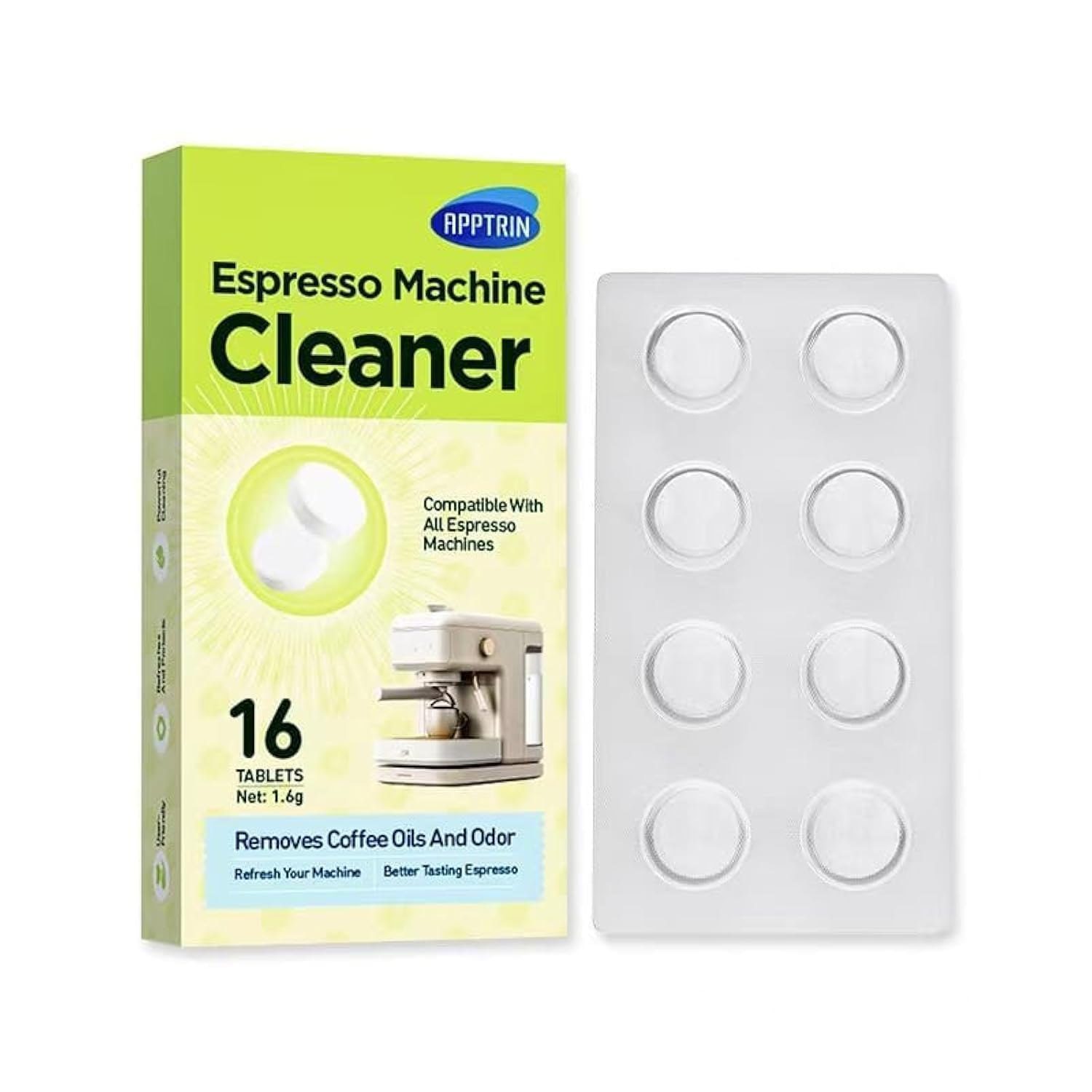 KASTWAVE Coffee Machine Descaler and Cleaner Tablets, Effervescent Tablet Descaling Agent Kitchen Accessories Household Cleaning, Cleans Internal Parts, Portafilter, Inaccessible Areas (32 Pcs)