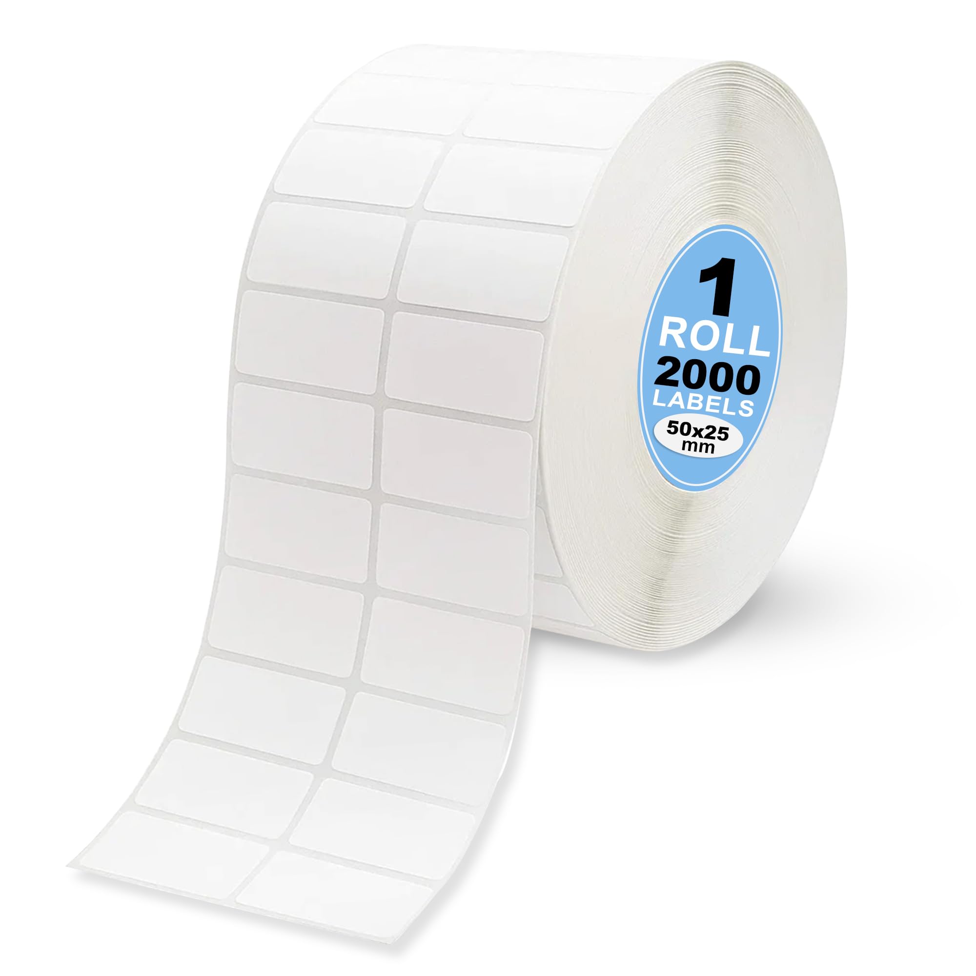 GLUN® Direct Thermal Barcode Label 2000 Stickers in 1 Roll, Size 50x25 mm, Direct Thermal White Self Adhesive Sticker for Labelling & Barcoding