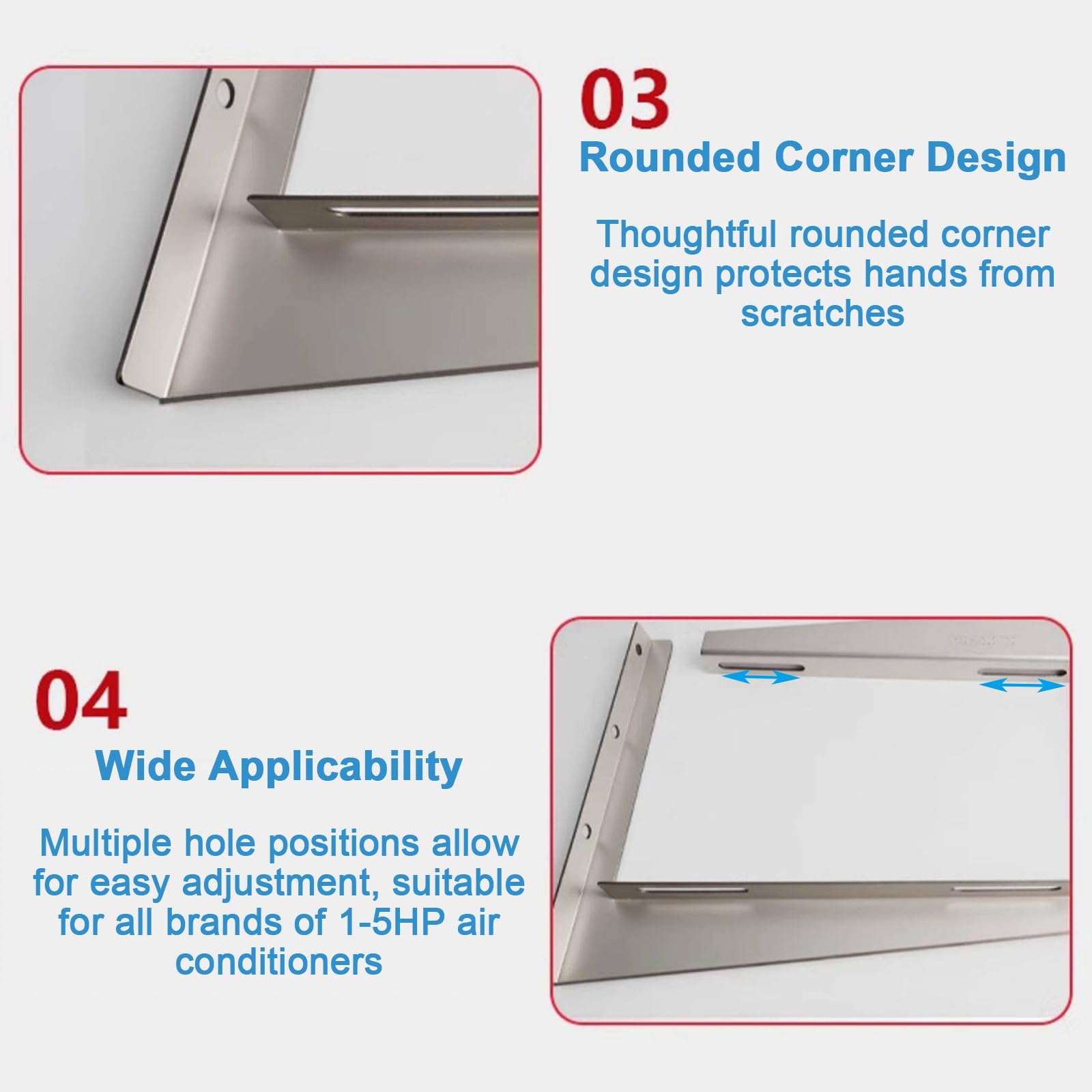 Soporte Aire Acondicionado Exterior, Acero Inoxidable 304, Carga Máxima 380 Kg, Soporte Universal de Pared, para Unidades de AC Split de 8000 a 40000 BTU(450x500mm)