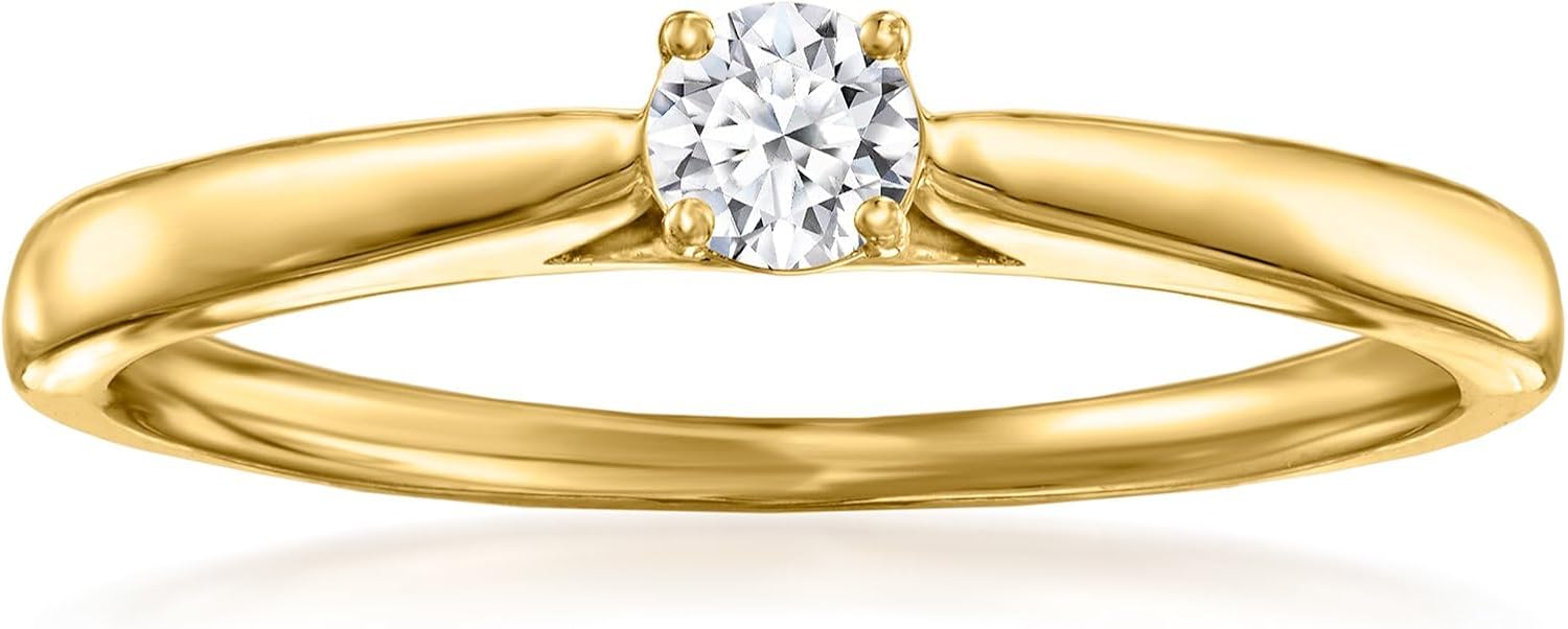 Ross-Simons 0.15 Carat Lab-Grown Diamond Solitaire Ring in 18kt Gold Over Sterling