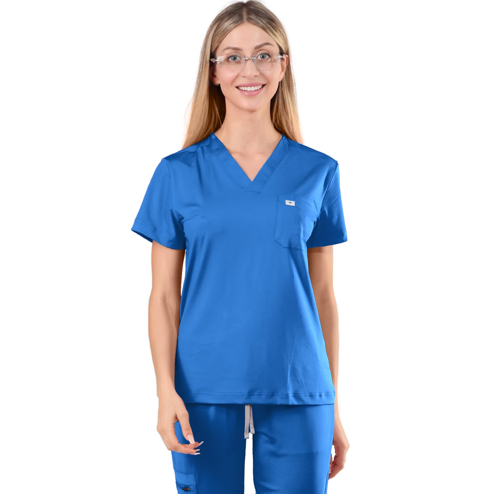 Meidiero Scrub Tops Women , Slim-fit Medical Shirts, Soft Stretch & Wrinkle-Resistant Women's Scrub Tops with 2 Chest Pockets