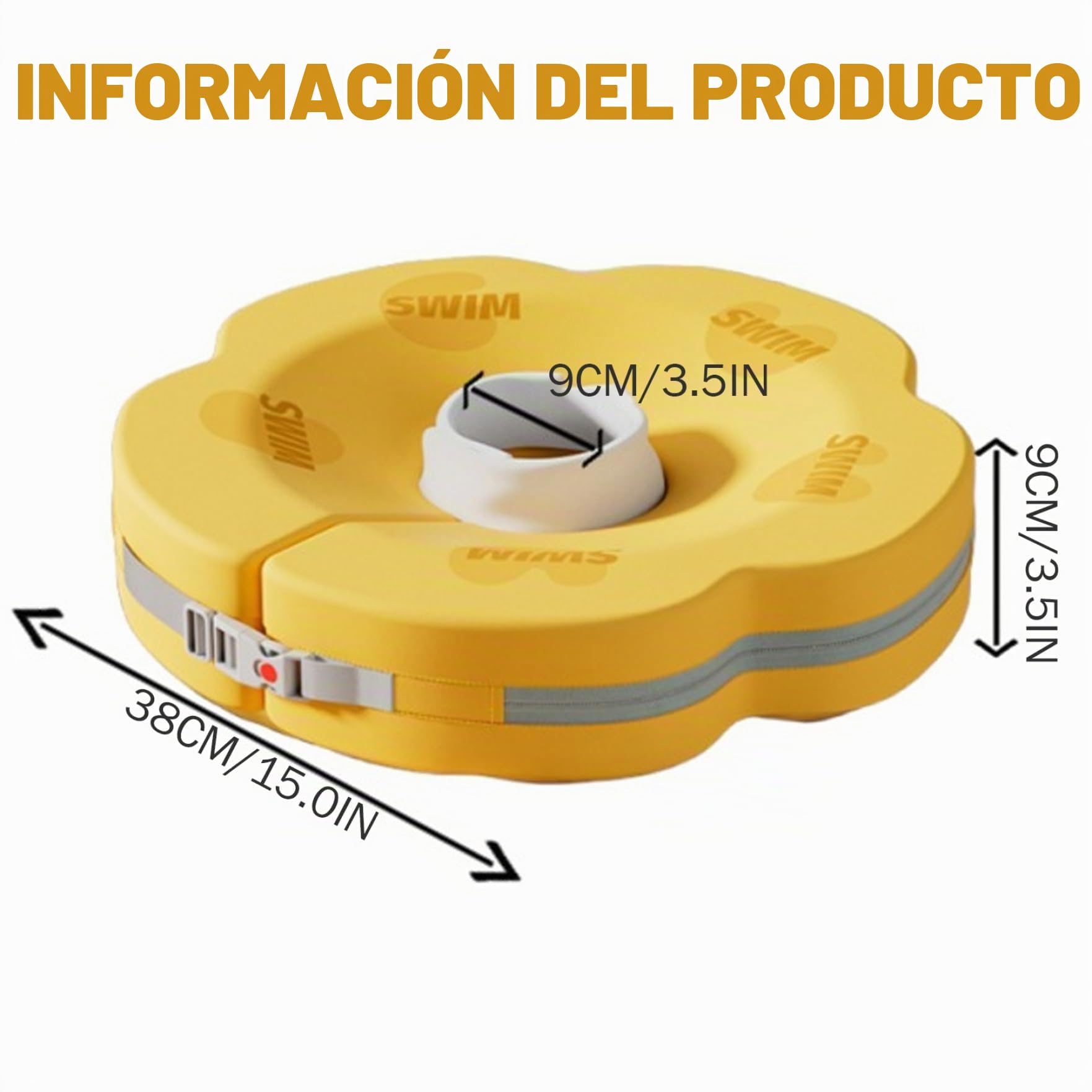 Flotador de Cuello para bebé de 0 a 6 Meses: Flotador de natación Ajustable y Seguro con diseño de Cuello Suave, a Prueba de Fugas para diversión acuática Segura (Amarillo)