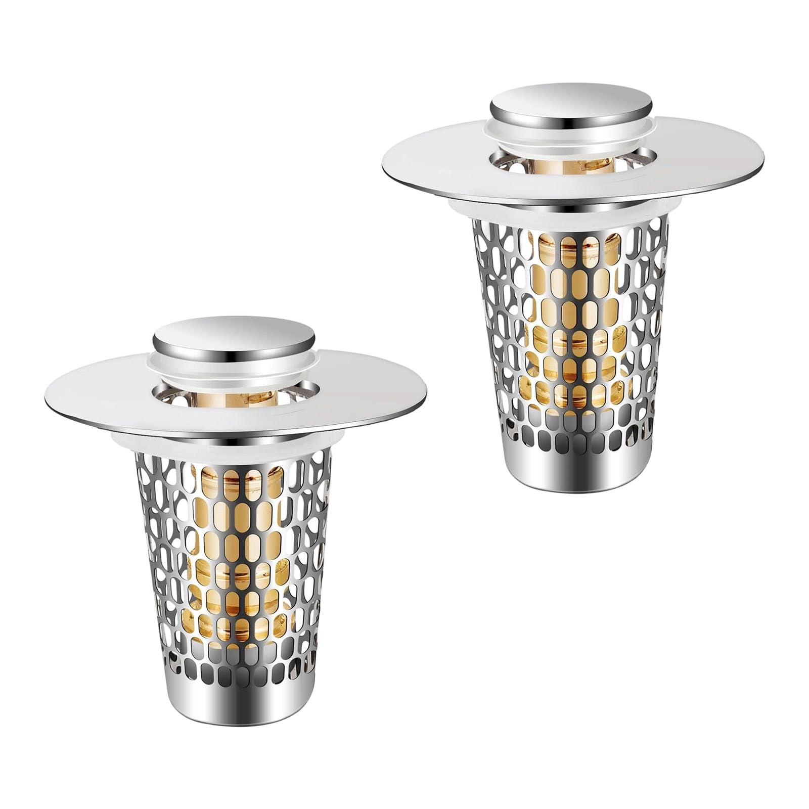 Not Clog Drain Strainer Popup Design Press Down Drain Stoppers Suitable for Sink & Bathtubs General Press Button Rustless Sink Strainer