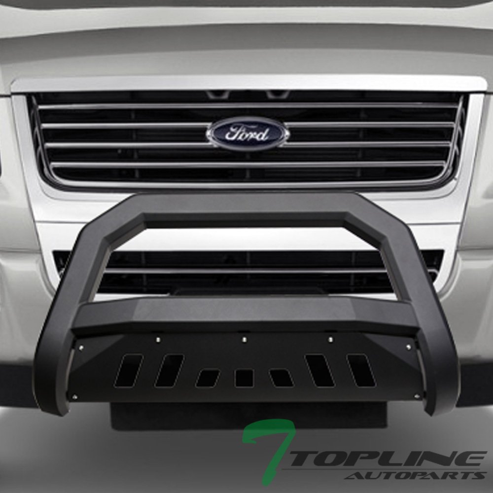 TLAPS 7422443799717 Compatible with 2006-2010 Ford Explorer / 2007-2010 2011 Explorer Sport Trac Matte Black AVT Style Bull Bar Guard with Skid Plate
