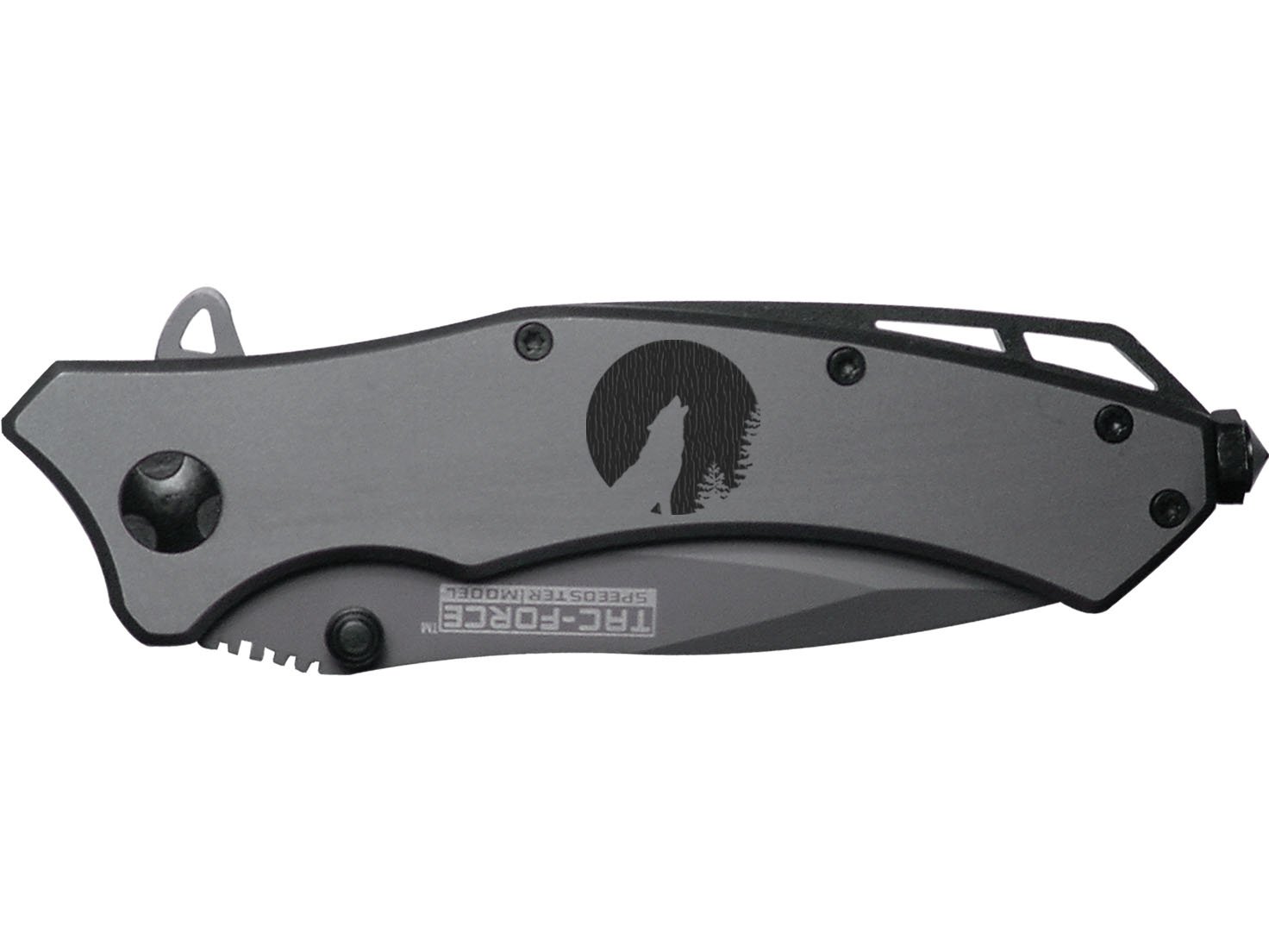 NDZ Performance Wolf Moon 3 Engraved TAC-Force TF-820GY Speedster Model Folding Pocket Knife