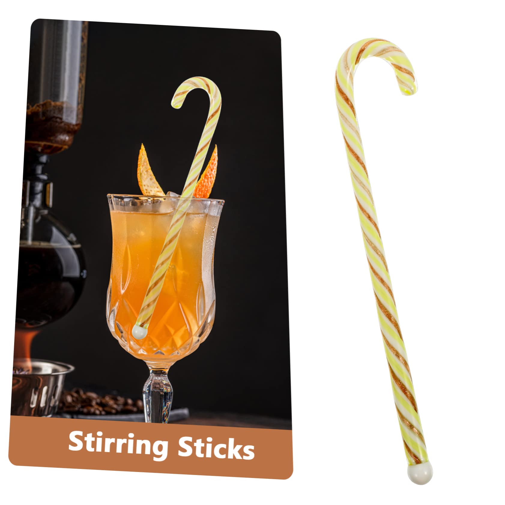 SOLUSTRE Striped Cocktail Stirrer Multi Function Mixing Stick for Milk Tea Coffee and Cold Beverages Long Handle for Home Bar Parties and Events