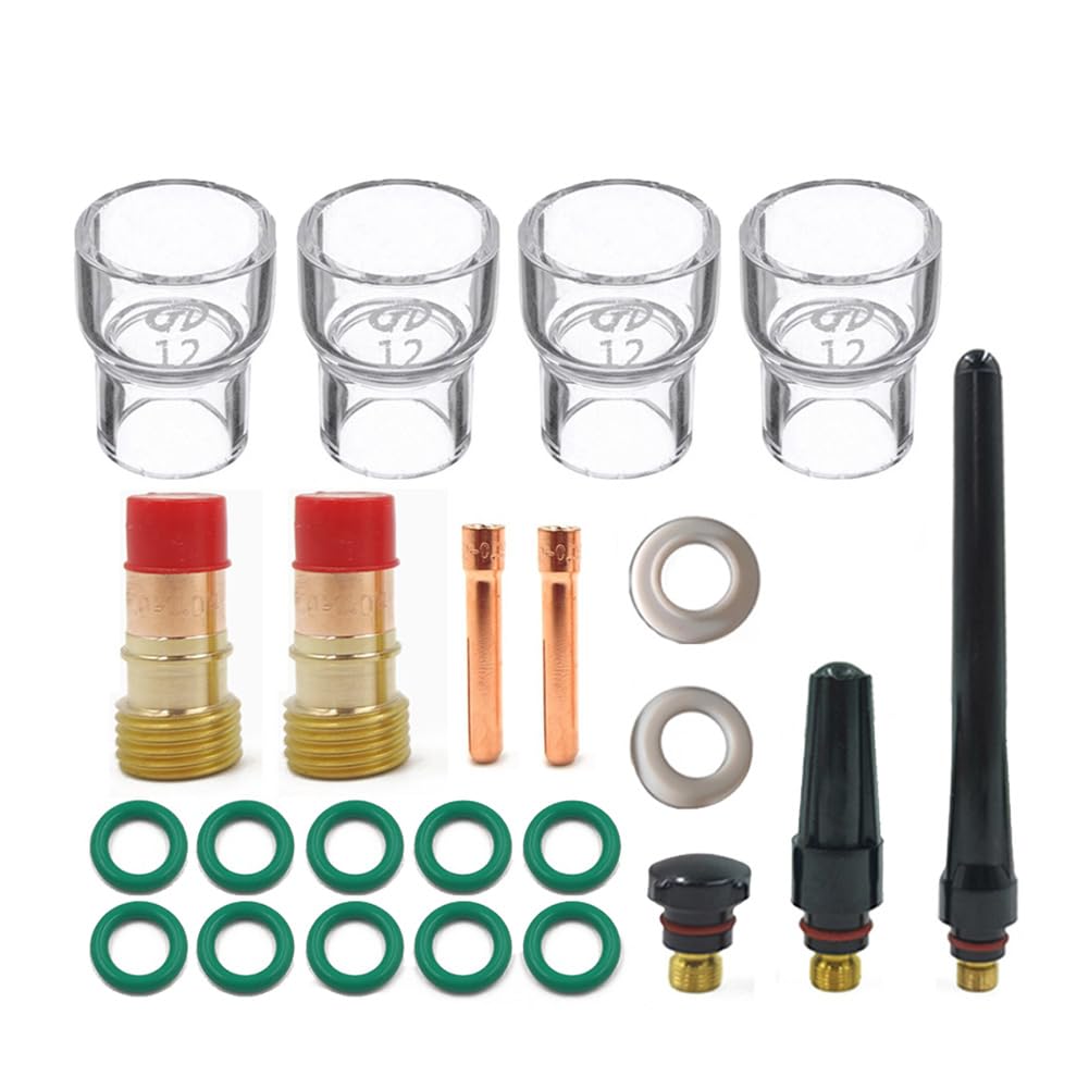 Lentilles à gaz TIG Cosmin avec buses en oxyde d'aluminium pour soudage DB WP17 18 26 - Lot de 23