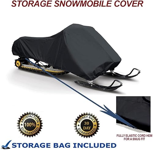 Miniatura 8 de 200 Denier Storage Snowmobile Cover Compatible for The 2018-2019 Arctic Cat Model M 9000 King CAT 162 Snowmachine Sled. All Black.
