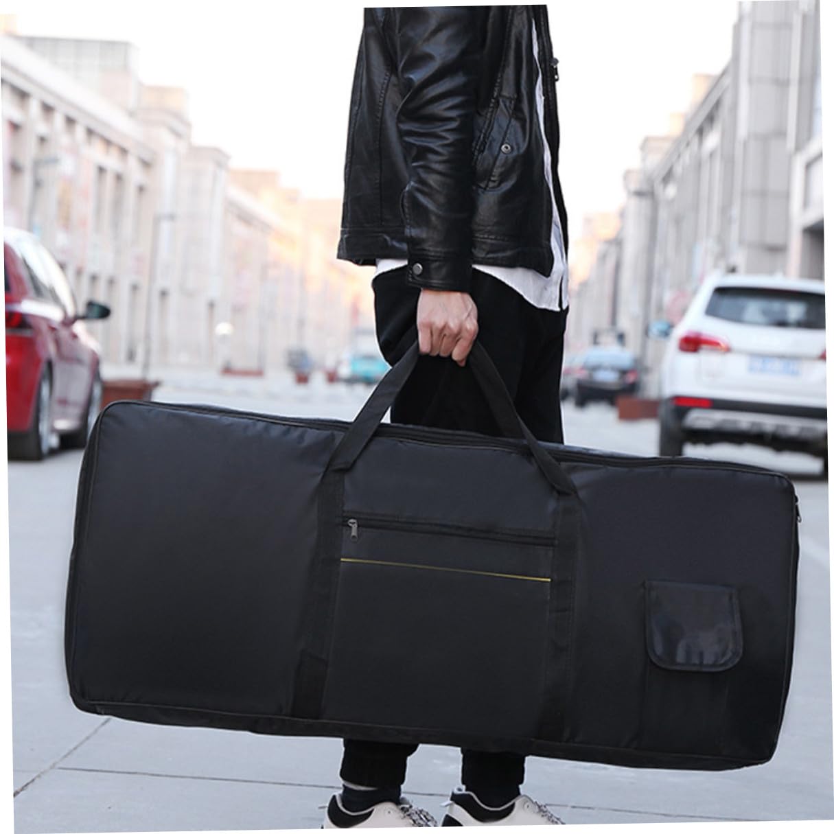 Didiseaon Borsa Regolabile per Tasti e Elettronica Custodia 61 Tastiera Oxford Confortevole Nero Tracolla Design alla Moda per Trasporto
