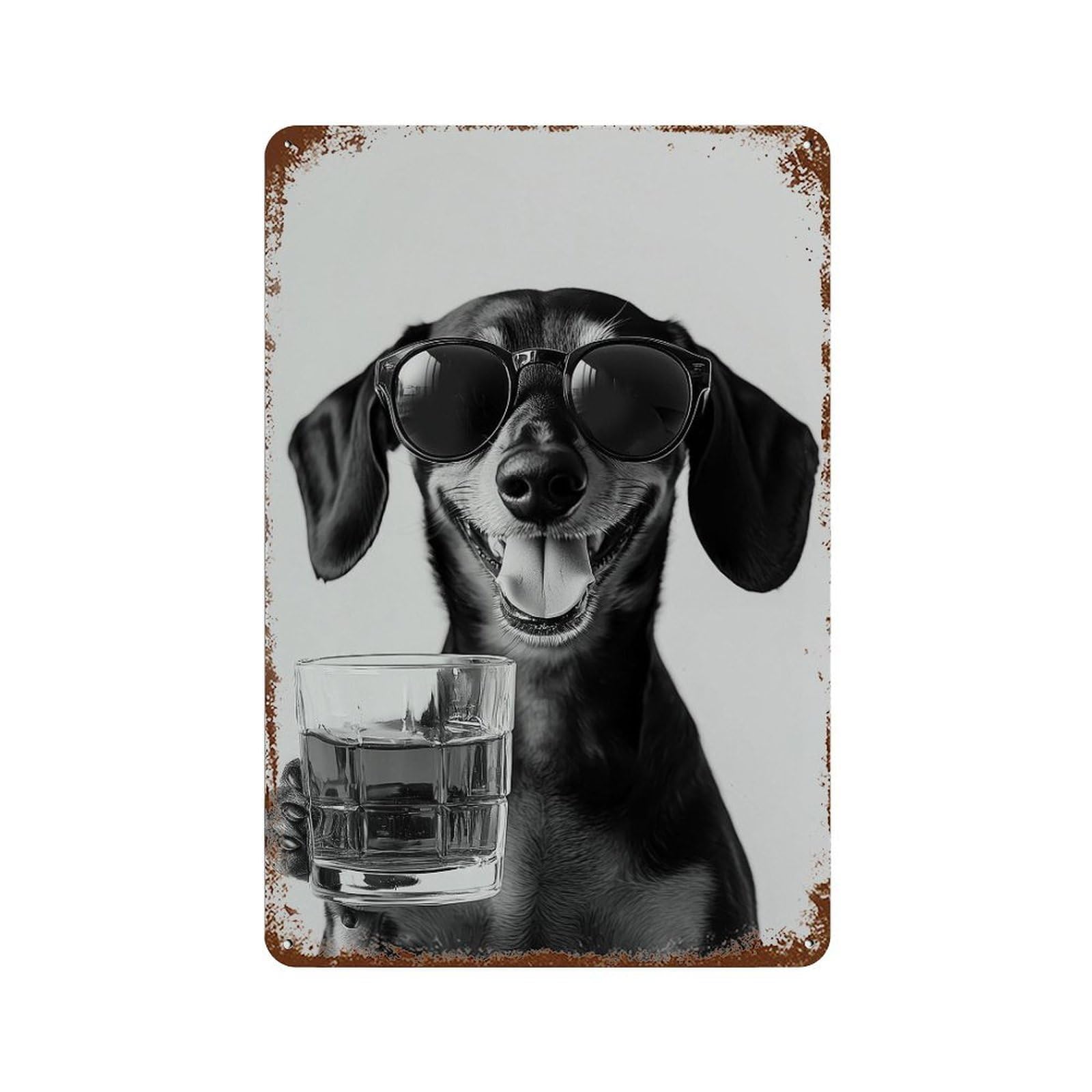 xiaoxiaoshen Dachshund Whiskey Art Print Wall Decor Art Metal Tin Poster Modern Home Decor Art Home Bar Shop Decorations Vintage Sign 30x20cm