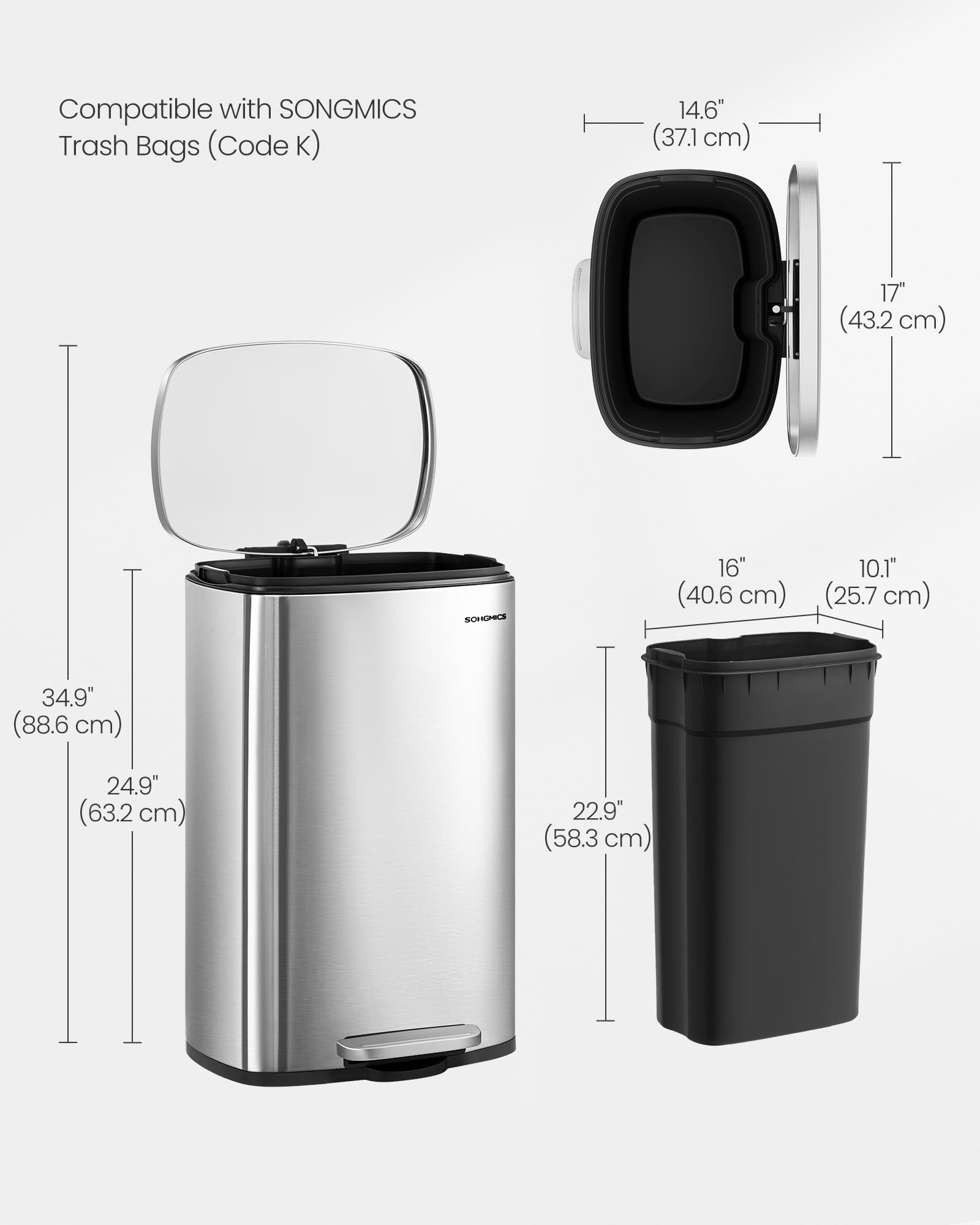 Pattumiera Automatica Con Sensore Automatico Cestino Rettangolare Acciaio Inox 30473339