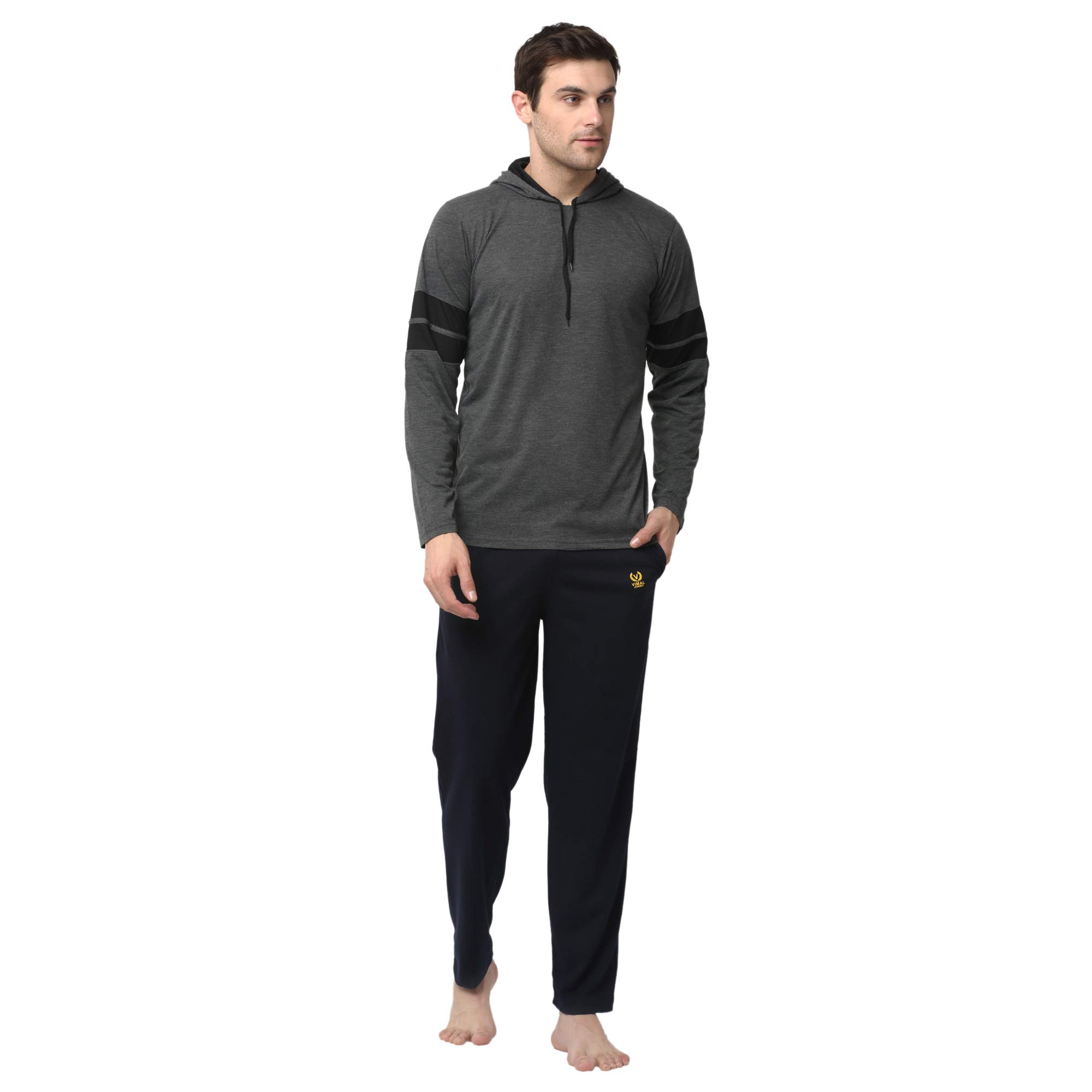 Mack Jonney Cotton Blend Track suit Co-ord Set For Men With Hodded Full Sleeve T-Shirt and Track Pant-VJ-MNS-TTP-GROUP19
