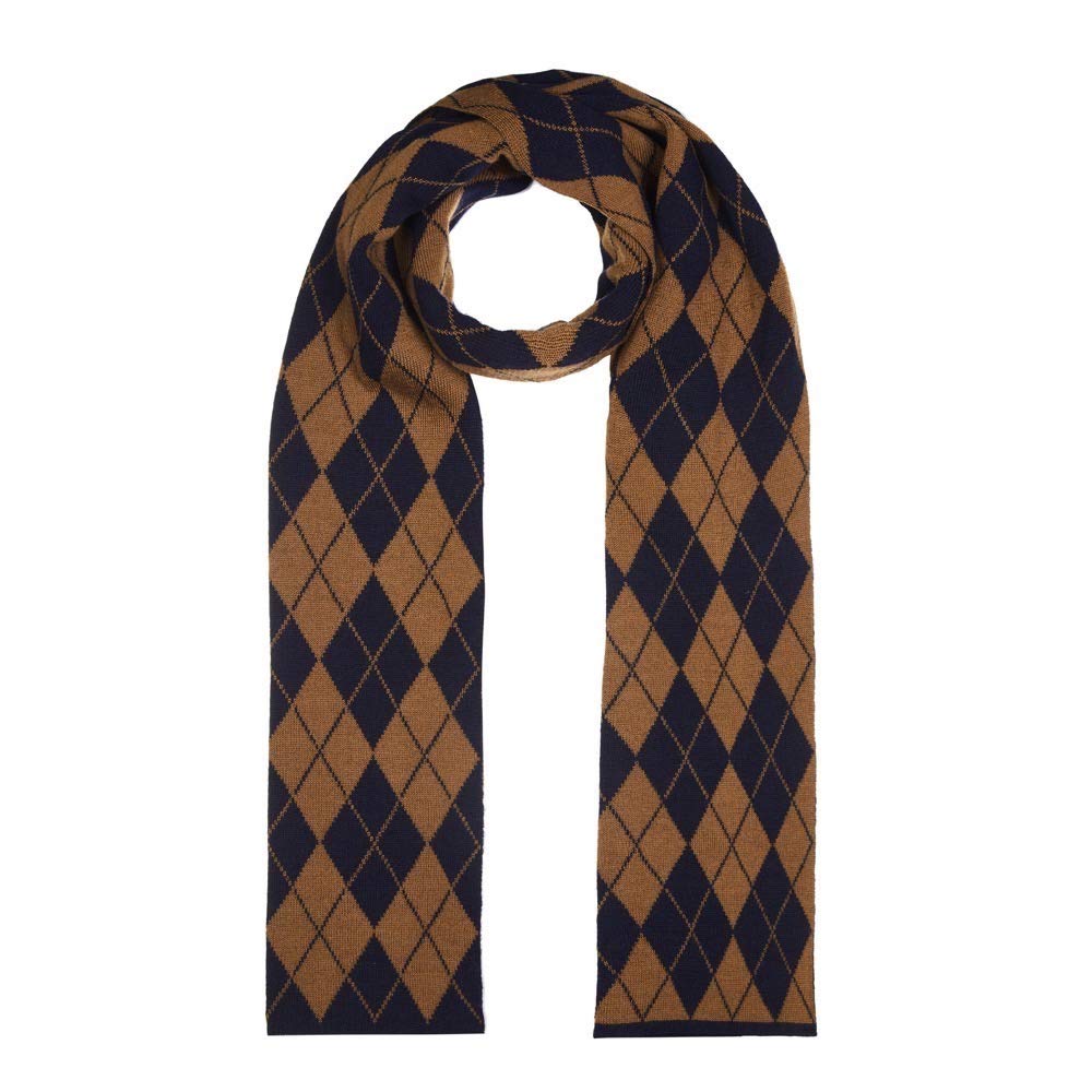 Lona Scott Men's Brown Wool Argyle Scarf,