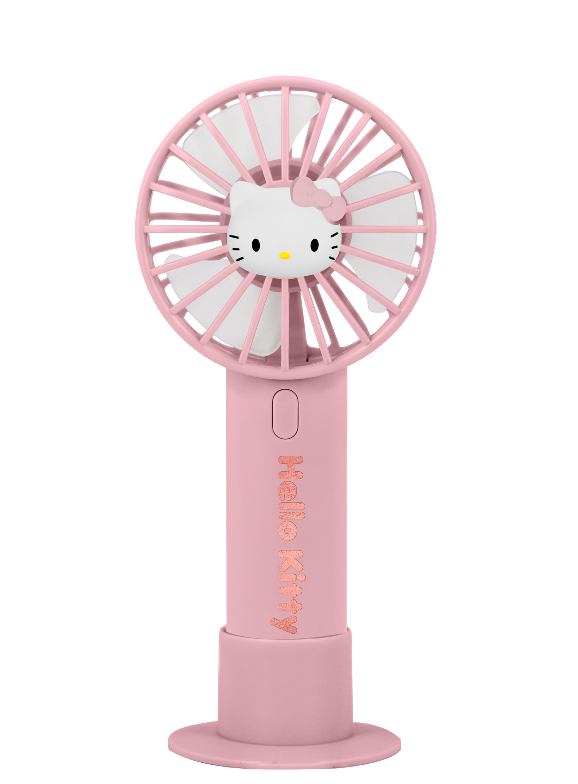 OTL Technologies HK1283 Hello Kitty Handheld Mini Fan, Rechargeable Battery, 2 Adjustable Speeds, Pink
