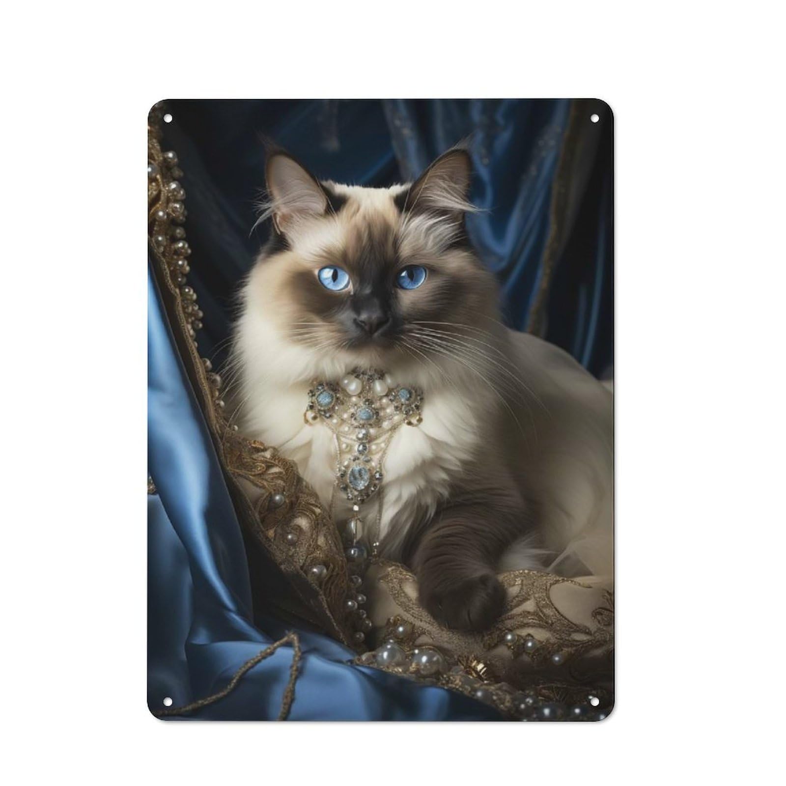 Tin Wall Plaque 40x30cm with Siamese Cat for Hobby Room Or Studio, for Updating Hobby Room And Studio after Moving