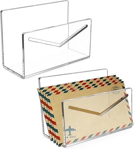 Organizador de correo transparente, 2 piezas de acrílico vertical para archivos y cartas, para escritorio, sobre ligero y clasificador de facturas, disponible en Yaxa Guatemala