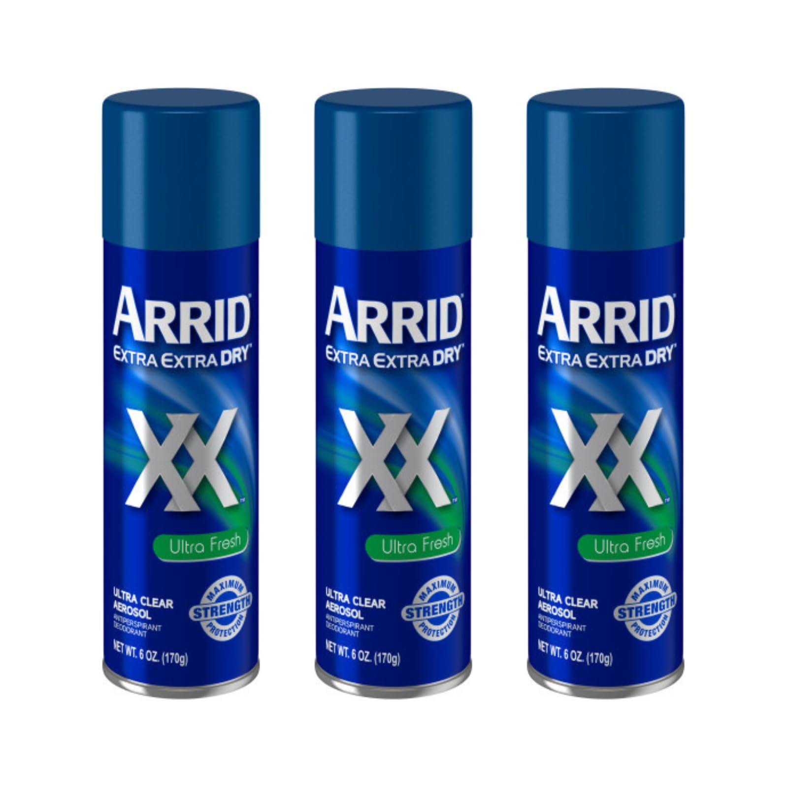 Arrid XX Extra Extra Dry Ultra Clear Aerosol Antiperspirant Deodorant, Ultra Fresh, 6 oz. (Pack of 3)