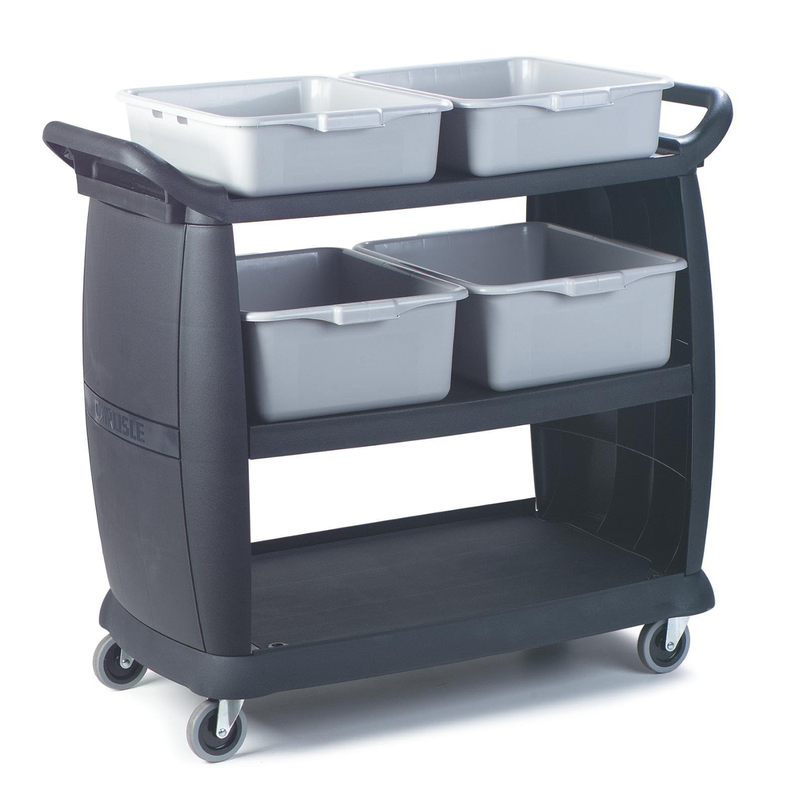 Foodservice Utility Cart - 3 Shelf Black Bussing Cart -3