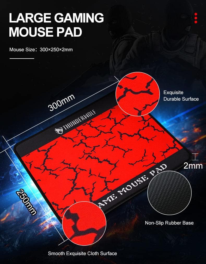 T-Wolf Gaming Combo TF800 klawiatura / mysz / słuchawki / podkładka pod mysz przewodowe podświetlenie LED RGB zestaw dla użytkowników komputerów PC - 4 w 1, czarna