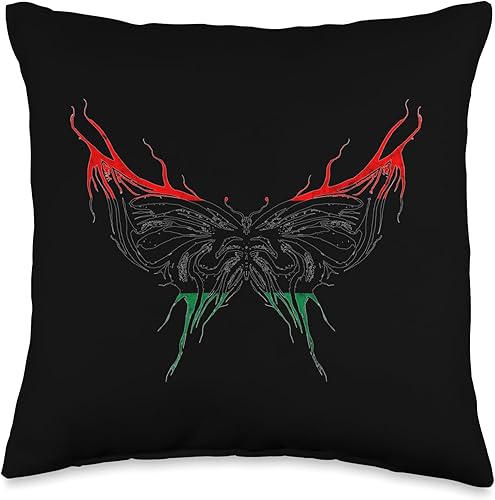 Pan African Pride Black History Pan African UNIA Flag Butterfly Black History Afro-American Throw Pillow, 16x16, Multicolor