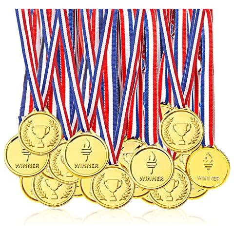Pllieay 100 Piezas Oro Medallas de Plastico Cover