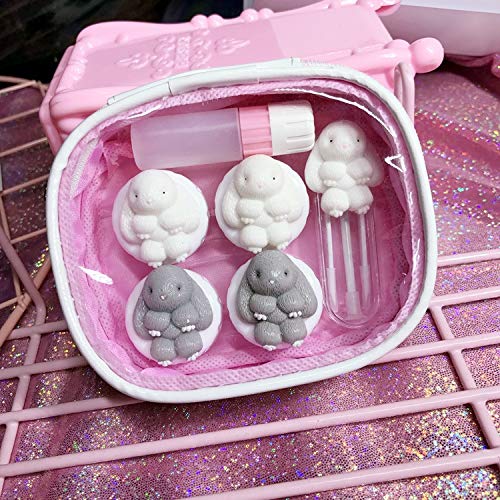 MIYU Rabbit Contact Lens Case Set Travel Lenses Box Contact Lens Box 2 Pairs Container For Contact Lens Gift For Girl (Color : Black)