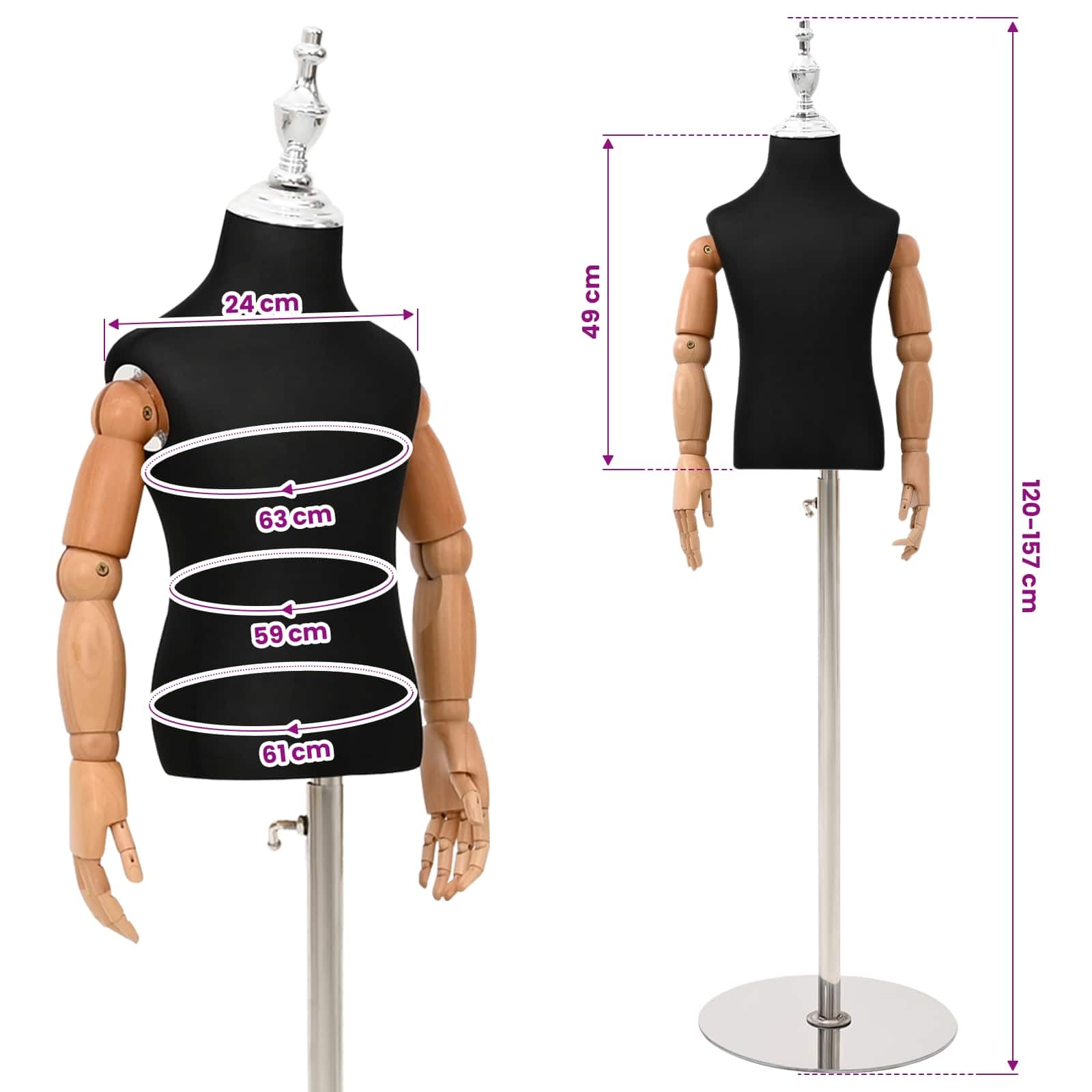 vidaXL Verstellbares 120-157 cm Mannequin mit Basis Unisex PP Schwarz