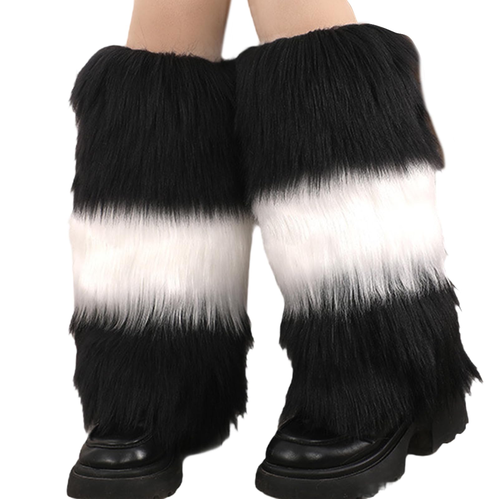 Tazizi Women's D Plush Leg Warmers Socks Winter Warm Fuzzy Boot Cuffs Knee Length Leg Covers Long Socks