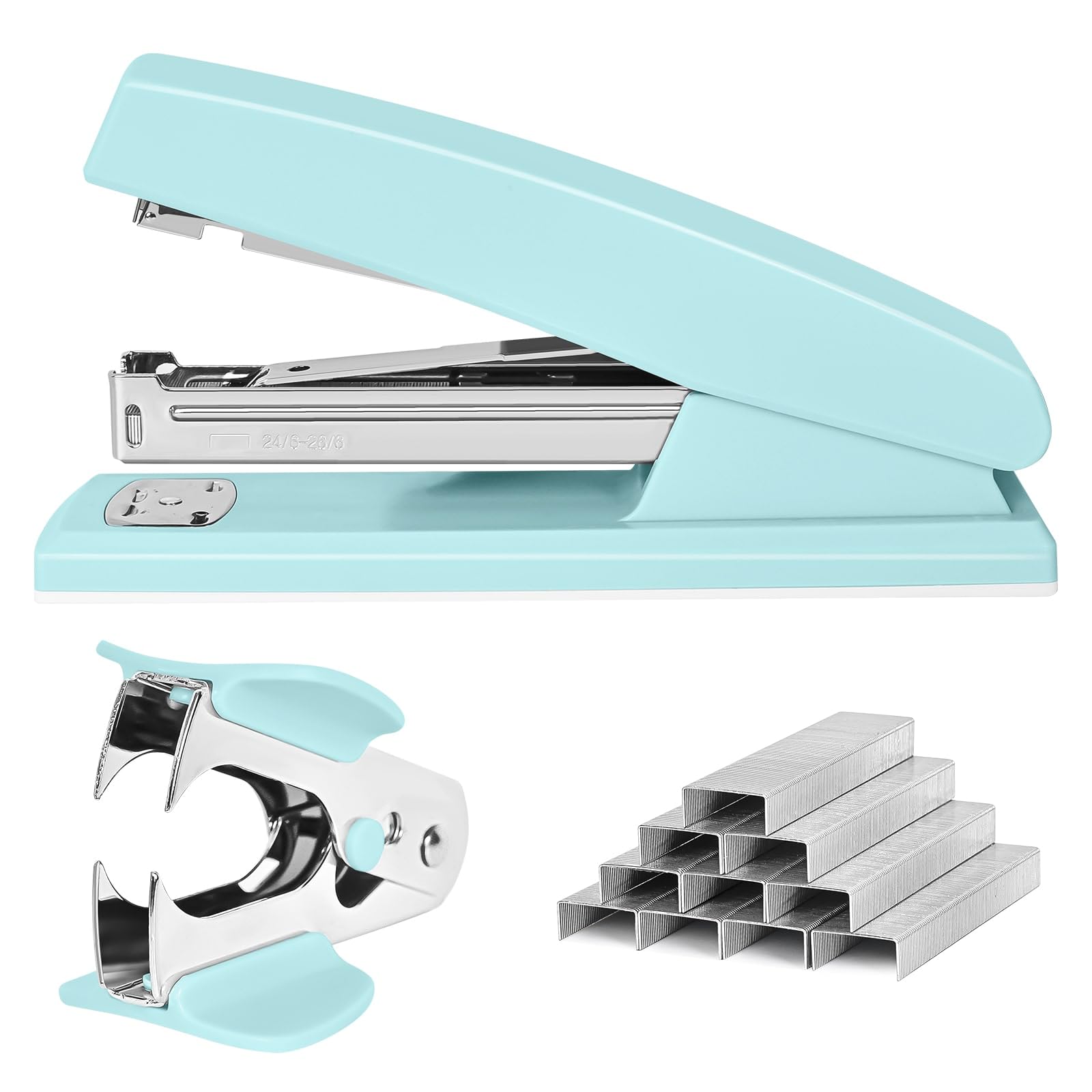Stapler 25 Sheet Capacity with 1000 Staples and Staple Remover - Stapler for Desk, Non-Slip Office Stapler with Staples, Blue