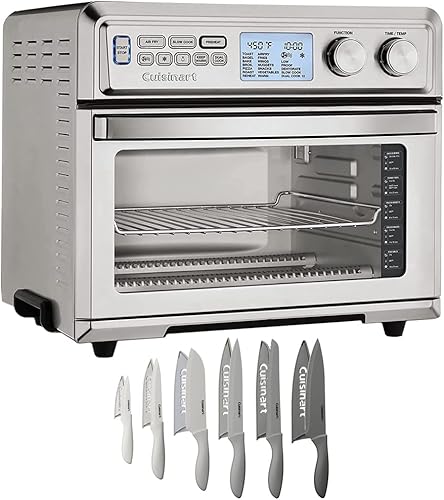 Cuisinart TOA-95 - Paquete de horno de tostadora digital grande con Cuisinart Advantage 12 piezas de cuchillos grises con protectores de hoja