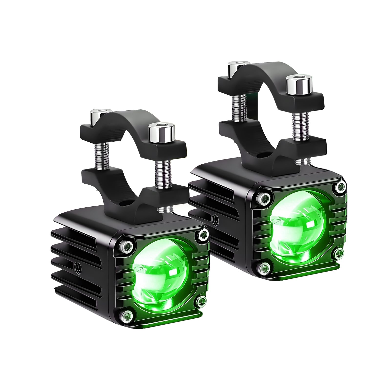 Eacam Motocyklowe Reflektory LED Pomocnicze światła Drogowe Światła Przeciwmgielne LED 40 W 4000 Lm Dwukolorowy 6000 K Biały 3000 K Bursztynowy IP67 180 Regulowany za pomocą Przew (Zielone światło)