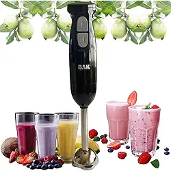 Mixer Processador Manual Bak,127v 300 w, Misturador Elétrico Turbo Portátil 2 Velocidades e 4 Lâminas de Aço Inoxidável para Misturar Sucos de Frutas, Shakes, Purês ou Papinhas sem Esforço, Cor Preto