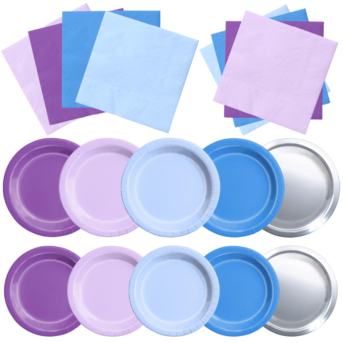 CMUSKO Winter Wonderland Decorations - 60Pcs Blue Purple Snowflake Plates &amp; Napkins Set Winter Wonderland Tableware for Birthday Christmas New Year