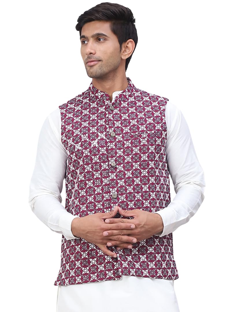jompers Embroidered Viscose Rayon Nehru Jacket-picture-28
